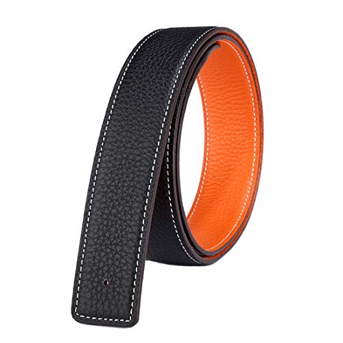 Vatee's Reversible Genuine Leather Belts For Men/Women Replacement Belt Strap Without Buckle 1.5"(38mm) Wide 45"(115cm) Long Black & Orange