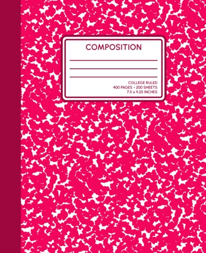 Composition: Hot Pink Composition Notebook College Ruled, 400 Pages (200 Sheets), 7.5 x 9.25, Thick Jumbo Sized