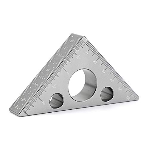 OwnMy 45 Degree Aluminum Alloy Angle Ruler, Imperial Metric Scale Rafter Layout Carpenter Square Triangle Ruler Angle Measurement Tool for Woodworking Carpenter Workshop Square Measuring Gauging Tool