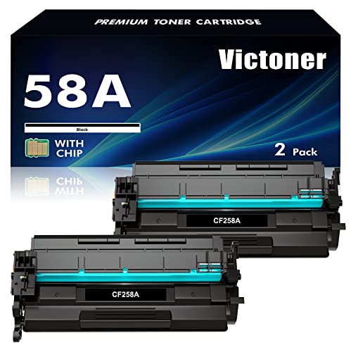 58A CF258A 58X CF258X MFP M428fdw Toner Cartridge Black (with Chip) Compatible Replacement for HP 58A CF258A Laserjet MFP M428fdw M428fdn M428dw M404 M428 Pro M404n M404dn M404dw Printer Ink (2 Pack)