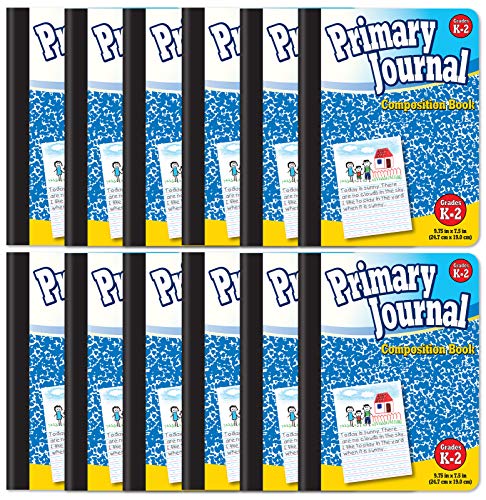 Better Office Products Primary Journal, Hardcover, Primary Composition Book Notebook - Grades K-2, 100 Sheet, One Subject, 9.75" x 7.5", Blue Cover-12 Pack