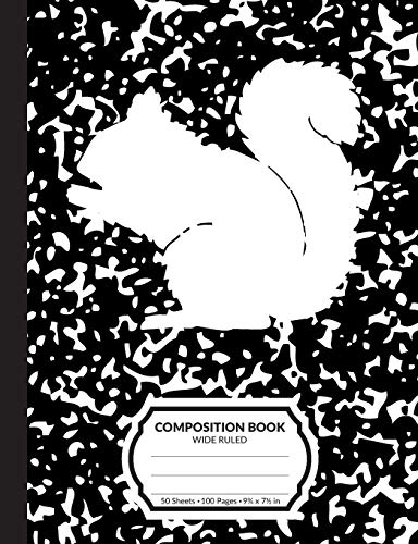 Composition Book: Black and White Squirrel Marble Pattern School Notebook | 100 Wide Ruled Blank Lined Writing Exercise Journal For Boys and Girls | Back To School Gift For Students