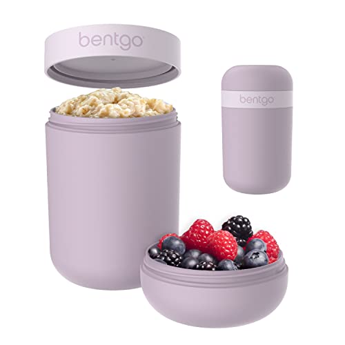 Bentgo Snack Cup - Reusable Snack Container with Leak-Proof Design, Toppings Compartment, and Dual-Sealing Lid, Portable & Lightweight for Work, Travel, Gym - Dishwasher Safe (Orchid)