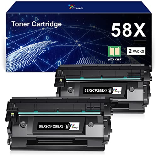 7Magic Compatible Toner Cartridge (with Chip, High Yield) Replacement for HP CF258X 58X 58A CF258A MFP M428fdw M428fdn M428dw M404 M428 Pro M404n M404dn M404dw Printer (Black 2-Pack)