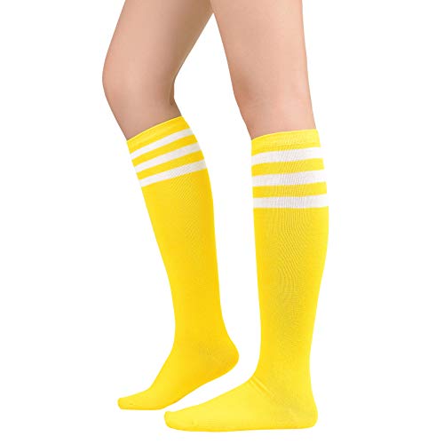 American Trends Womens Athletic Socks Outdoor Sports Compression Running Training Socks Casual Tube Socks 1 Pack Yellow White