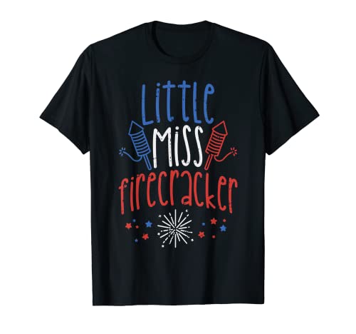 Little Miss Firecracker Funny 4th Of July Pride Girls Gift T-Shirt