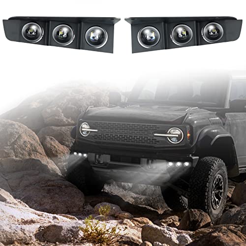 LitMiRaCle LED Front Bumper Fog Light with Mounts, Modular Bumper Fog Lamps Accessories, Ultra-Bright White Light Source Compatible with Ford Bronco 2021 2022 2023 2/4 Door