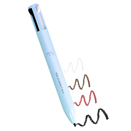 DAGEDA 4 in 1 Makeup Pen, Eyebrow Pencil & Eyeliner & Lip Liner & Highlighter Pen, Waterproof All in One Makeup Pen Eye, Lip and Face Makeup, 4 Color Multi-function Makeup Beauty Pencil (Blue A)