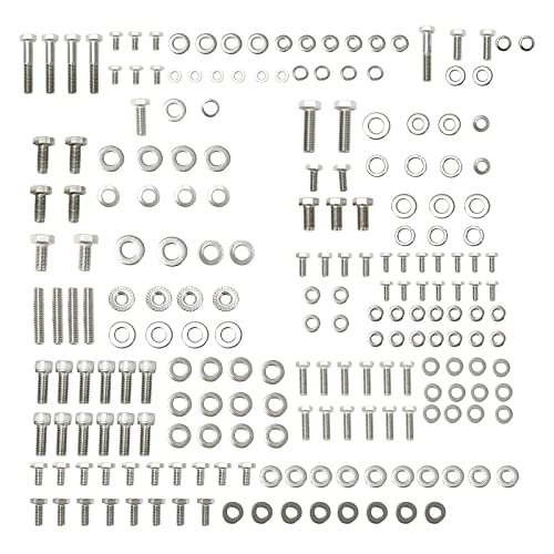 Stainless Steel Small Block Engine Hex Bolt Kit Compatible with Chevy 265 283 305 327 350 400 (211 Nuts Bolts)