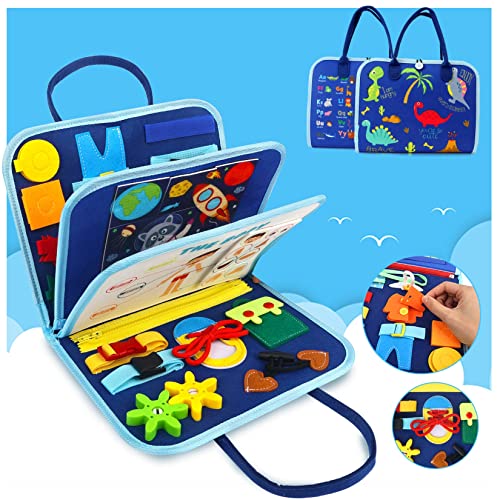 Busy Board Toddlers Sensory Activity - Montessori Toys 1 Year Old Boy Airplane Travel Essentials Kids Ages 1-3 Road Trip Games Quiet Book 2-4 Yr Birthday Gifts Learning Toy 18 Months Baby Educational