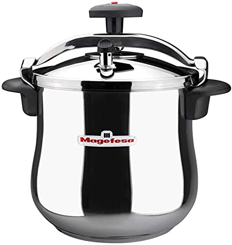 MAGEFESA  Star B fast pressure cooker, 8.4 Quart, with rounded bottom, made in 18/10 stainless steel, suitable for all types of stovetops, included indution, 3 heavy security systems, 8 psi