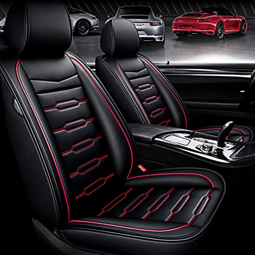 AOMSAZTO Seat Cover Custom Fit for Jeep Compass 2018-2023 Faux Leather Car Seat Protector Compatible Airbag Front Rear Seat Compass Seat Covers Waterproof Carseat Full Set 5 Seats Black&Red