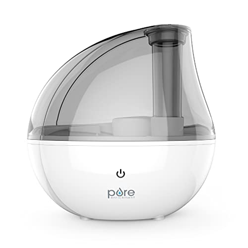 Pure Enrichment MistAire Silver Ultrasonic Cool Mist Humidifier for Bedroom, Office, Nursery & Indoor Plants - Lasts Up to 25 Hours, Whisper-Quiet Operation, Optional Night Light, & Auto Shut-Off