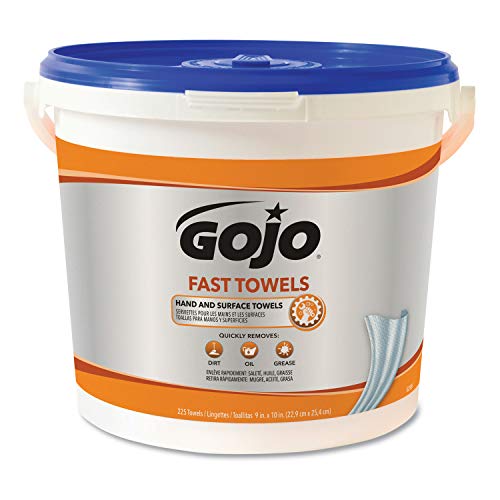 Gojo Fast Wipes Hand Cleaning Towels 9" X 10" Bottle 225 Pre-Moistened Towels