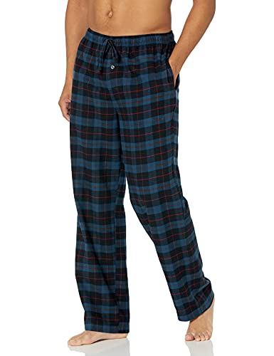 Amazon Essentials Men's Flannel Pajama Pant (Available in Big & Tall), Navy/Black, Plaid, Medium