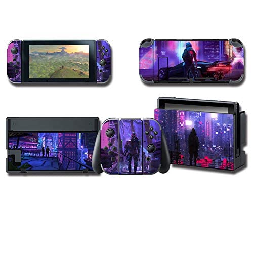 Skin Cover Decals Vinyl for Nintendo Switch, Anime Game Protector Wrap Full Set Protective Faceplate Stickers Console Joy-Con Dock (Cyber Punk [2940])