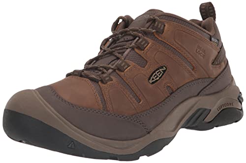 KEEN Men's Circadia Low Height Comfortable Waterproof Hiking Shoes, Shitake/Brindle, 10