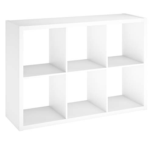 ClosetMaid 6 Cube Storage Shelf Organizer Bookshelf with Open Back, Vertical or Horizontal, Easy Assembly, Wood, White Finish