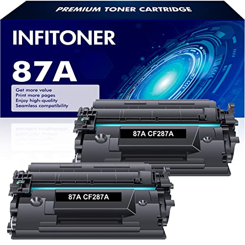 CF287A 87A Black Toner Cartridge 2-Pack Compatible Replacement for HP 87A CF287A 87X CF287X Toner Cartridge for HP LaserJet Enterprise M506 M506dn M506n M506x M501 M501dn MFP M527 M527dn M527f Printer