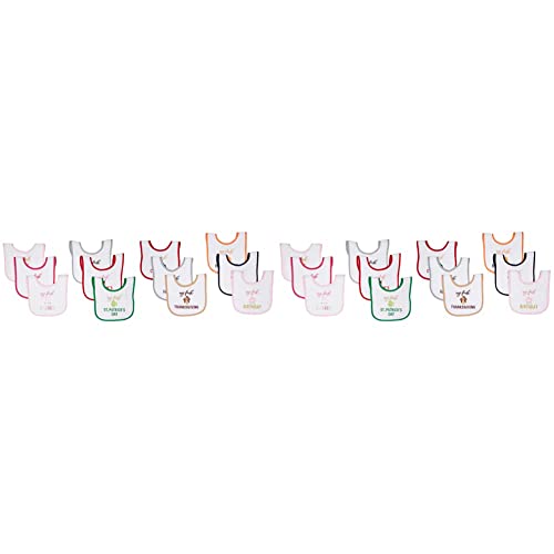 Hudson Baby Unisex Baby Cotton Terry Drooler Bibs with Fiber Filling, Girl Holiday, One Size