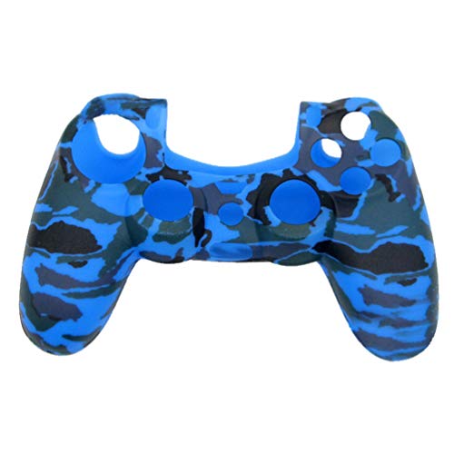 BESPORTBLE Silicone Game Grip Skin Rubber Protective Grip Cover Compatible for PS4 Controller(Camouflage Blue)