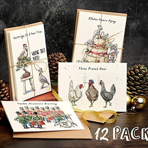 12Pcs Christmas Countdown Gift Card Set, Unique And Interesting Christmas Card In Separate Envelope