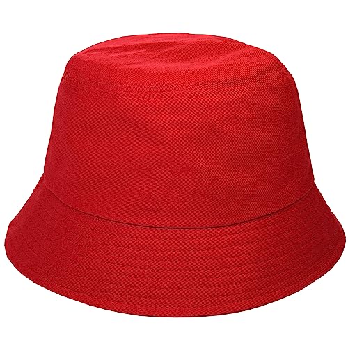OBBUE Bucket Hat for Women Men Summer Travel Beach Sun Hat Outdoor Headwear Unisex Reversible Fisherman Hats Red
