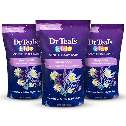 Dr Teal's Kids Gentle Epsom Salt, Sleep Soak with Melatonin, 2 lbs (Pack of 3) (Packaging May Vary)