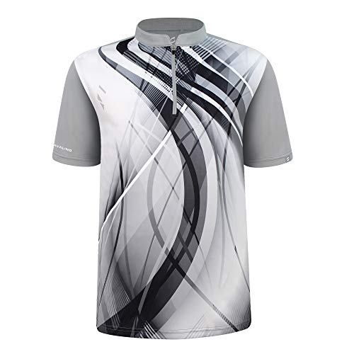 SAVALINO Men's Bowling Sublimation Printed Jersey, Material Wicks Sweat & Dries Fast, Size S-5XL Light Grey