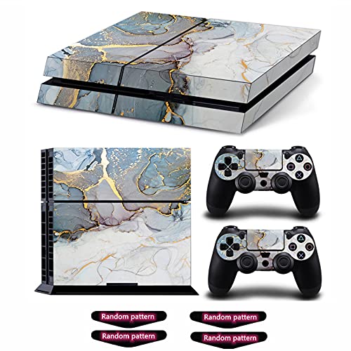 Decal Skin for Ps4, Whole Body Vinyl Sticker Cover for Playstation 4 Console and Controller (Include 4pcs Light Bar Stickers) (PS4, Marble Gold)