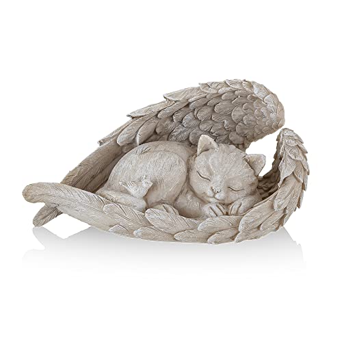 NEWDREAM Cat Angel Memorial Statue Commemorates Our Lost Fur Baby,Cat Figurines is Placed in The Outdoor Garden or Tombstone,cat Statue Resin