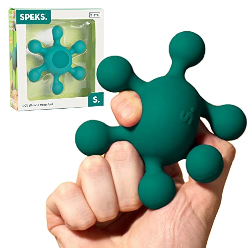 Speks Blots Silicone Stress Ball - Silky Soft, Ergonomic 100% Silicone Desk Toy, Green Splotch