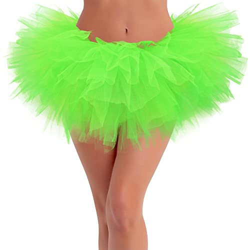 Olreco Green Tutu Womens Tutu Lime Green Tutu for Women Green Skirt Costume Adult Tutu Skirts for Women Neon Green Tutus Women