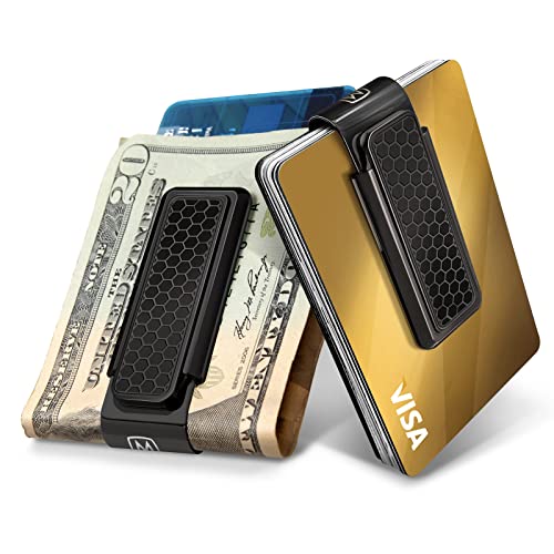 M-Clip Stainless Steel Blackout Money Clip (Honeycomb) - Cash and Credit Card Holder for Men - Minimalist Slim Wallet Alternative