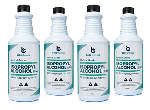 Medical Grade Isopropyl Alcohol 99.9% (32oz) Pack of 2 (4 Bottles (1-Gallon))