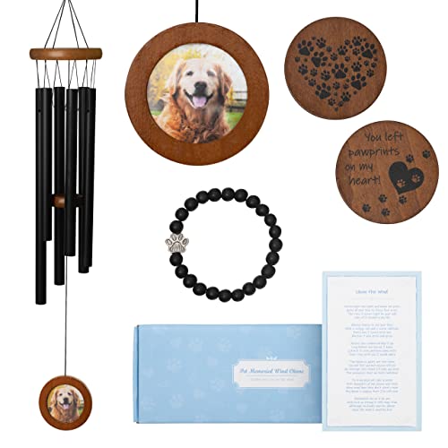 PAWCEPTIVE Pet Memorial Wind Chime 28" - Dog Memorial Gifts-Loss of Dog Sympathy Gift to Comfort a Friend-Dog Wind Chimes for Pet Memorial Gifts, Photo Personalized Pet Loss Gifts-Dog Remembrance Gift