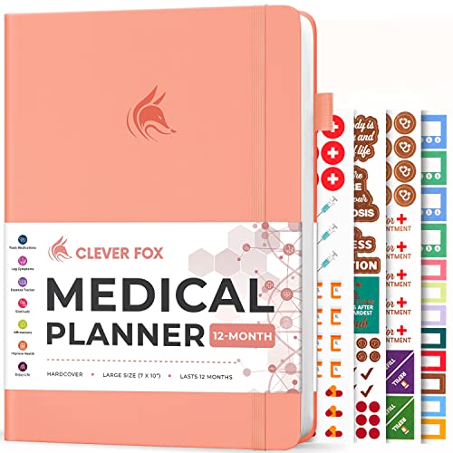 Clever Fox Medical Planner 12-Month  Personal Medical Notebook, Medical Journal, Medication Tracker & Medical Record Organizer for Self Care  Undated, 7 x 10.5", Hardcover (Light Pink)