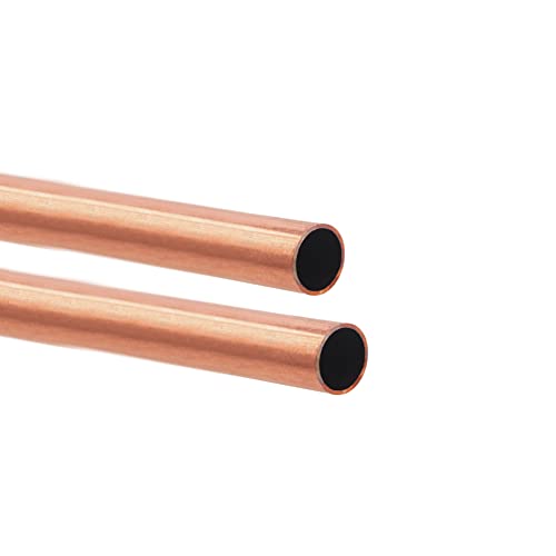 Tynulox 1/2"(13mm) OD 99.9% Copper Tube 0.5mm Wall  300mm Length  2Pcs, Pure Copper Tubing 110 Copper Seamless Round Tubing for Refrigerator, Jewellery and Industry