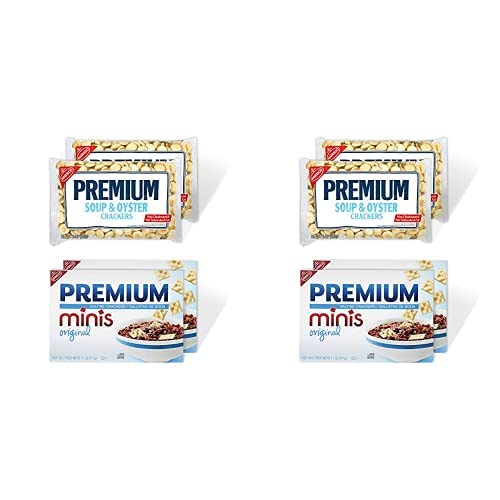 Premium Crackers Variety Pack, Soup & Oyster Crackers, 2 Bags and Premium Minis Original Saltine Crackers, 2 Boxes (Pack of 2)