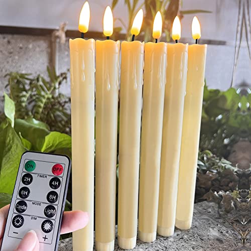 LULUBRO 3D Led Flameless Flickering Battery Operated Powered Taper Candles with Remote,Electric Timer Fake Candle Like Real Wax,Realistic Candlesticks for Valentine's Day Table/Windows/Wedding Decor