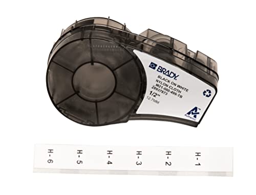 Brady Authentic (M21-500-499-TB) Multi-Purpose Nylon Label for General ID, Wire Marking, and Lab Labeling, Black on White- For M210, M210-LAB, M211, BMP21-PLUS and BMP21-LAB Printers, .5" W 16' L