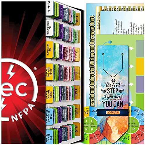 2020 NEC Code Book Tabs, NFPA 70 National Electrical Code Pre-Printed Tabs with Wire Chart & 2 Ohm's Law Stickers, (Book not Included)