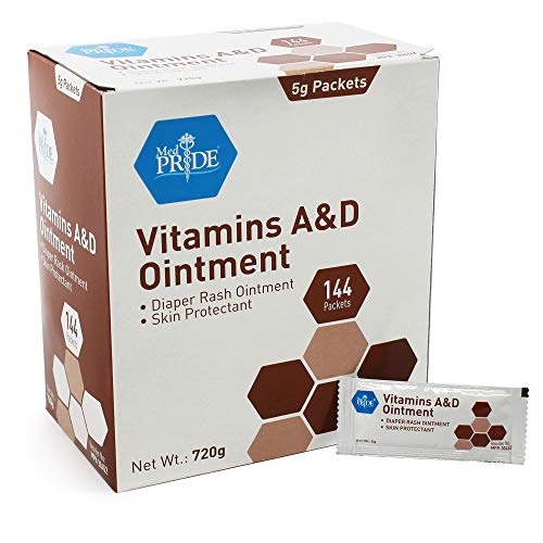 Medpride Vitamin A & D Skin Protectant Ointment| for Body Chaffing, Diaper Rash, Cuts, Dry-Cracked Hands/Feet/Face| 5g Packets, 144-Packets| Lanolin & Petrolatum Formula| for Men, Women & Baby Skin