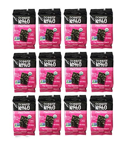 USDA Organic Ocean's Halo Seaweed Snack (Maui Onion, 12 Pack)