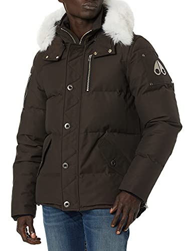 Moose Knuckles Men'S 3/4 Length 3Q Down Jacket Outerwear, Driftwood With White Fur, L