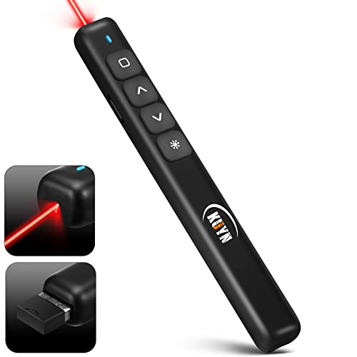 KUIYN Presentation Clicker Remote/Red-Laser-Pointer-Wireless-Presenter-Slideshow-PowerPoint/Support Win10/Mac/Keynote/Google Slides(B3)