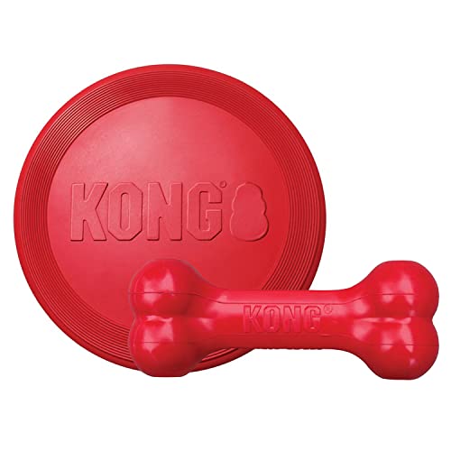 KONG - Goodie Bone and Flyer - Durable Rubber Chew Bone and Flying Disc - for Medium/Large Dogs