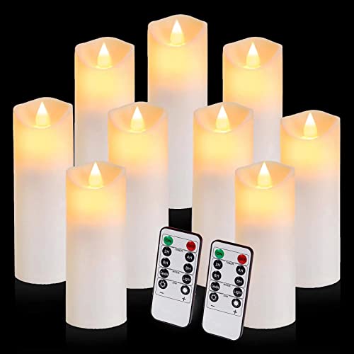 Aignis Flickering Flameless Candles with Remote Timer, Battery Operated LED Candles Outdoor Heat Resistant with Realistic Moving Wick for Exquisite Decor