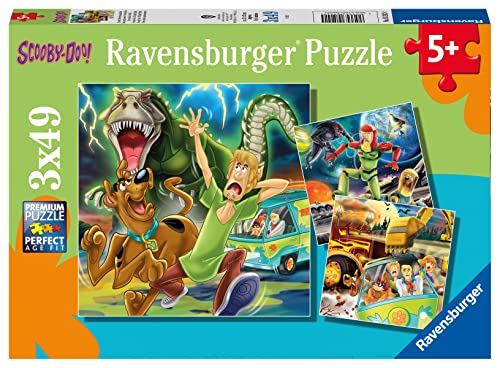 Ravensburger Scooby Doo: Three Night Fright 3 x 49 Piece Jigsaw Puzzle Set for Kids - 05242 - Every Piece is Unique, Pieces Fit Together Perfectly