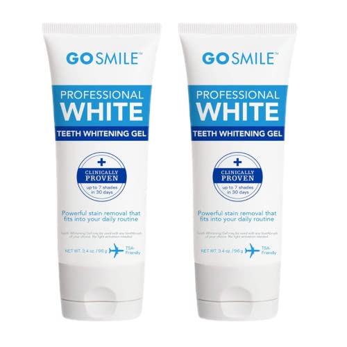 GO SMILE Professional Teeth Whitening Gel Two Pack Bundle - Travel Size Tooth Enamel Whitener & Stain Remover, No Added Sensitivity - Includes Free 1 oz Mini Luxury Toothpaste - 3.4 oz Tubes (2 Pack)